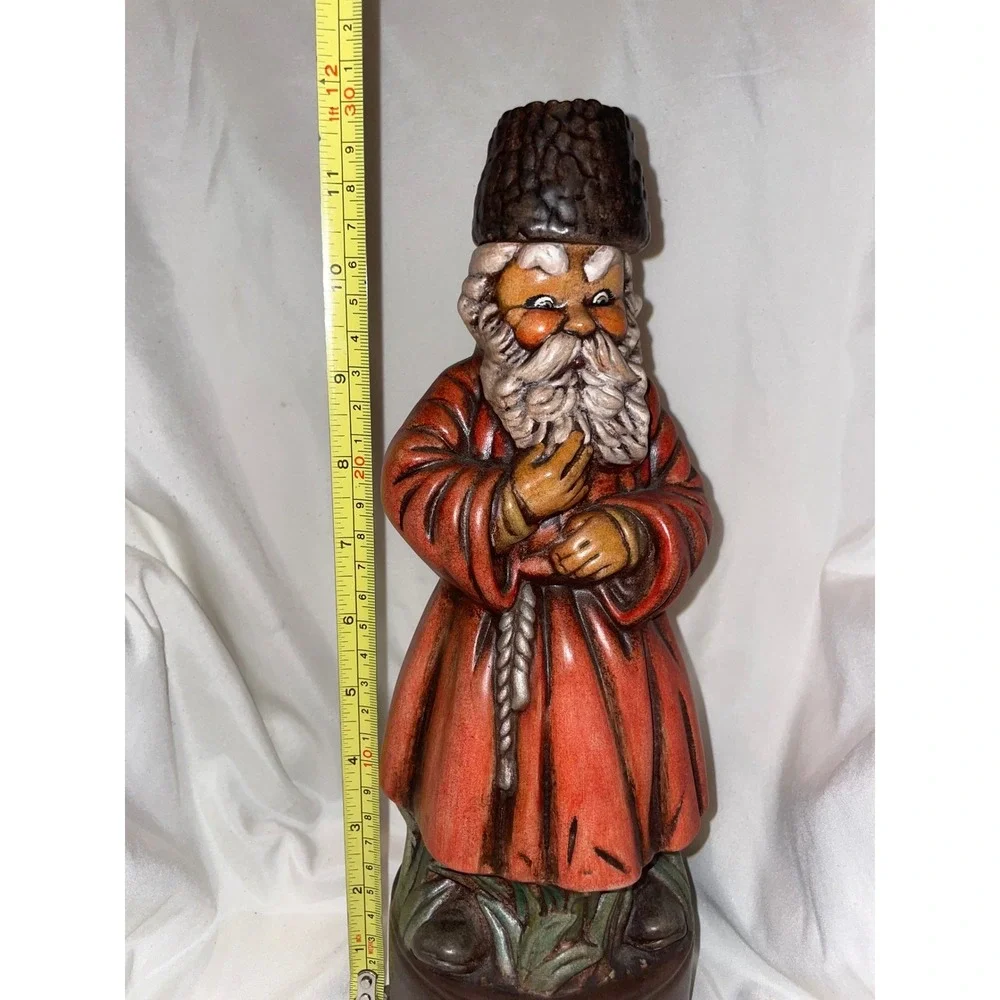 Vintage Russian Figure Vodka Decanter Ceramic Hand Painted Barware Collectible